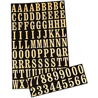 HY-KO MM-2 Packaged Number and Letter Set, 7/8 in H Character, Gold
