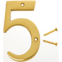 4" SOLID BRASS NUMBER 5