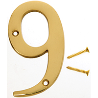 4" SOLID BRASS NUMBER 9