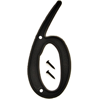 HY-KO PN-29/6 House Number, Character: 6, 4 in H Character, Black Character,