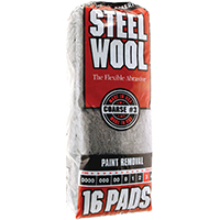 Homax 106606-06 Steel Wool Pad; #3 Grit; Coarse; Gray