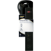 POWER STRIP BLK METAL 6OUT 3FT