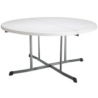 60 Inch Round Commercial Fold-in-Half Table, White Granite