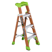 Louisville FXS1504 Cross Step Ladder, 102 in Max Reach H, 4-Step, 300 lb,