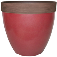 PLANTER PLASTIC GLSSY RED 15IN