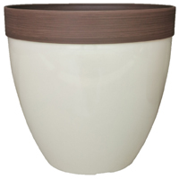 PLANTER PLSTC GLSSY BEIGE 15IN