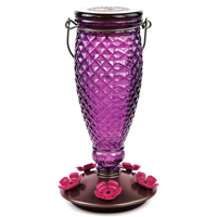 PURPLE DIAMOND WINE TOP-FILL GLASS HUMMINGBIRD FEEDER (24OZ)