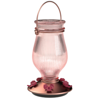 ROSE GOLD TOP-FILL GLASS HUMMINGBIRD FEEDER (24OZ)