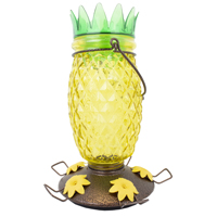 PINEAPPLE TOP-FILL GLASS HUMMINGBIRD FEEDER (28OZ)