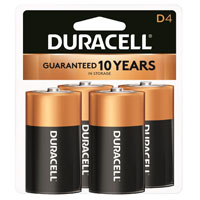DURACELL MN1300R4Z Battery, 1.5 V Battery, 14 Ah, D Battery, Alkaline,