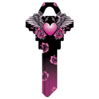 KEY BLANK SC1-30 HEART BLK/PINK