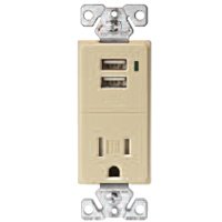 Eaton Cooper Wiring TR7740V-K Combination USB Receptacle, 2 -Pole, 0.7 A
