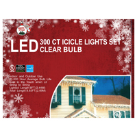 Xmas Lights 300 Icicle Clear Led