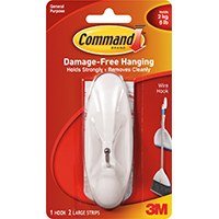 Command 17069 Wire Hook, 5 lb, 1-Hook, Metal/Plastic, White