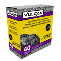 VULCAN FG-O3812-03 Trash Bag, 33 gal Capacity, Black