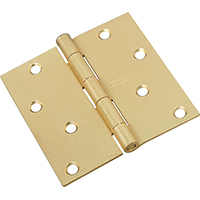 HINGE DOOR 4IN SQ CNR BRASS