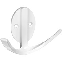 ROBE HOOK MODERN DBL WHITE 3"