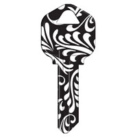 KW1-41 KEYBLANK SWIRL BLK/WHT