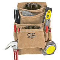 CLC Tool Works I923X Nail and Tool Bag; 10 -Pocket; Suede Leather; Tan;