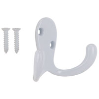 HOOK ROBE DBL PRONG WHT ZN