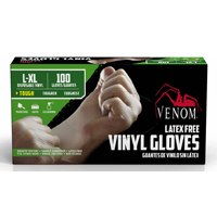 Medline VEN4135 Venom Non-Sterile Disposable Gloves Vinyl Clear - L/XL