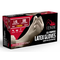 VENOM STEEL VEN4125 Non-Sterile Disposable Gloves, L/XL, 9 in L, Latex,