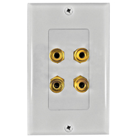 Zenith AW1004TBPW Banana Plug Wallplate, Plastic, White