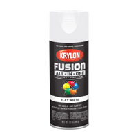 Krylon Fusion K02730007 Primer and Spray Paint, Flat, White, 12 oz, Aerosol