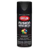 Krylon Fusion K02732007 Primer and Spray Paint, Satin, Black, 12 oz, Aerosol