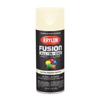 Krylon Fusion K02737007 Primer and Spray Paint, Satin, Dover White, 12 oz,