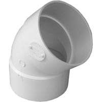 IPEX 414183BC Sewer Pipe Elbow, 3 in, Hub, 45 deg Angle, PVC, White