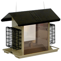 LARGE BIRD HOPPER FEEDER W/ SUET HOLDERS