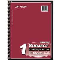 TOP FLIGHT WB705PFW 4510821 College Rule Notebook, Micro-Perforated Sheet,