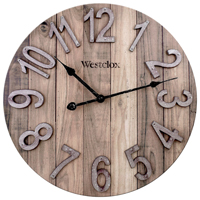 Westclox 38070 Wall Clock; Round; Analog; Wood Frame; Brown Frame