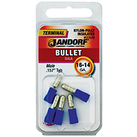 Jandorf 60849 Bullet Terminal, 600 V, 16 to 14 AWG Wire, Nylon Insulation,