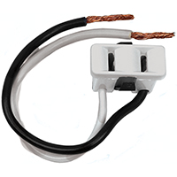 OUTLET 2 PRONG WHT 2 WIRE LEAD