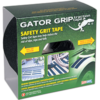 INCOM Gator Grip RE160 Traction Tape, 60 ft L, 4 in W, PVC Backing, Black