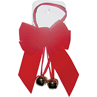 6803 RED VELVET BOW W/ 2 BELLS