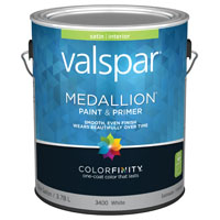 Valspar 027.0003400.007 Interior Paint, Satin, White, 1 gal Can