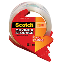Scotch 3650-RD Series Packaging Tape, 54.6 yd L, Clear, 1.88 in W, 2.4 mil THK, Polypropylene Backin