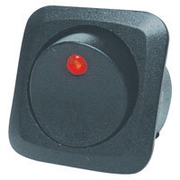 SWITCH ROCKER RED RND LED 25A