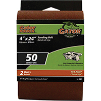 Gator 3187 Sanding Belt, 4 in W, 24 in L, 50 Grit, Coarse, Aluminum Oxide