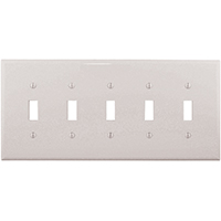 WALL PLATE 5GANG TGL STD WHITE