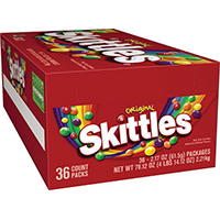 Skittles SKIT36 Candy, Assorted Fruits Flavor, 2.17 oz Bag