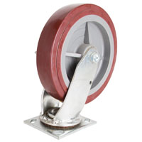 PLATE CASTER PU W/BRAKE 8"X2"