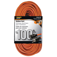 CORD EXT OUTDR 16/3X100FT ORG