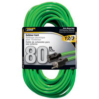 EXT CORD 12/3 80FT NEON GREEN