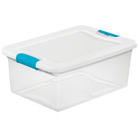 Sterilite 14948012 Latching Box, 15 qt Capacity, Plastic, Clear/White