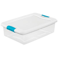 Sterilite 14968006 Latching Box, 32 qt Capacity, Plastic, Clear/White