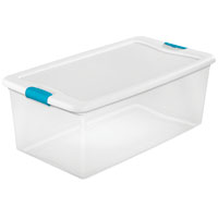 Sterilite 14998004 Latching Box, 106 qt Capacity, Plastic, Clear/White